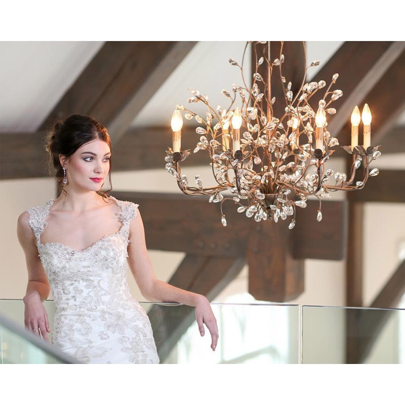 【CURREY】アメリカ・クリスタルシャンデリア 8灯「Crystal Bud」ゴールド(φ838×H838mm)