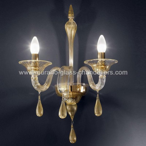 【MURANO GLASS CHANDELIERS】イタリア・ヴェネチアンガラスウォールライト2灯「OLIVIA」（W350×D260×H500mm）