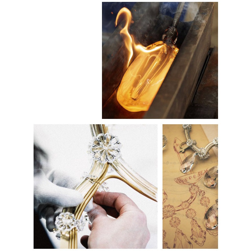 【Preciosa】「Maria Theresa M」クリスタルウォールライト 3灯 24kゴールド（W380×D270×H480mm）