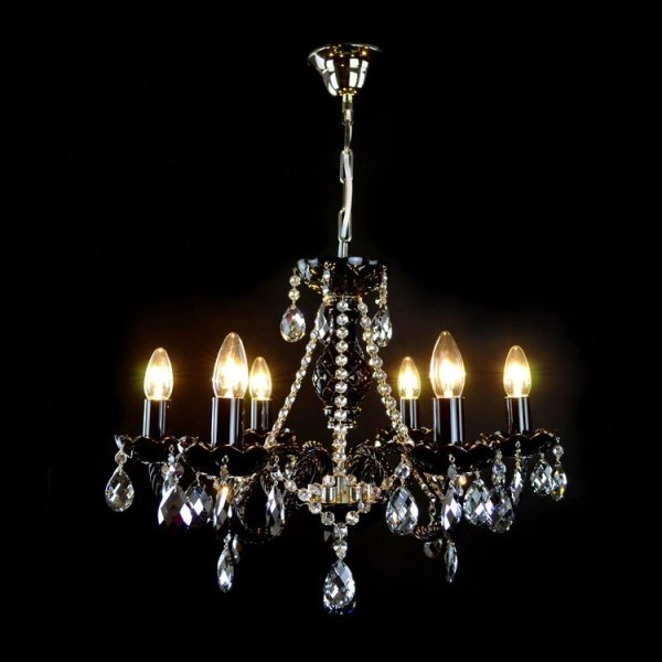 JOSEF WRANOVSKY】チェコクリスタルシャンデリア 6灯 ブラック(W600  