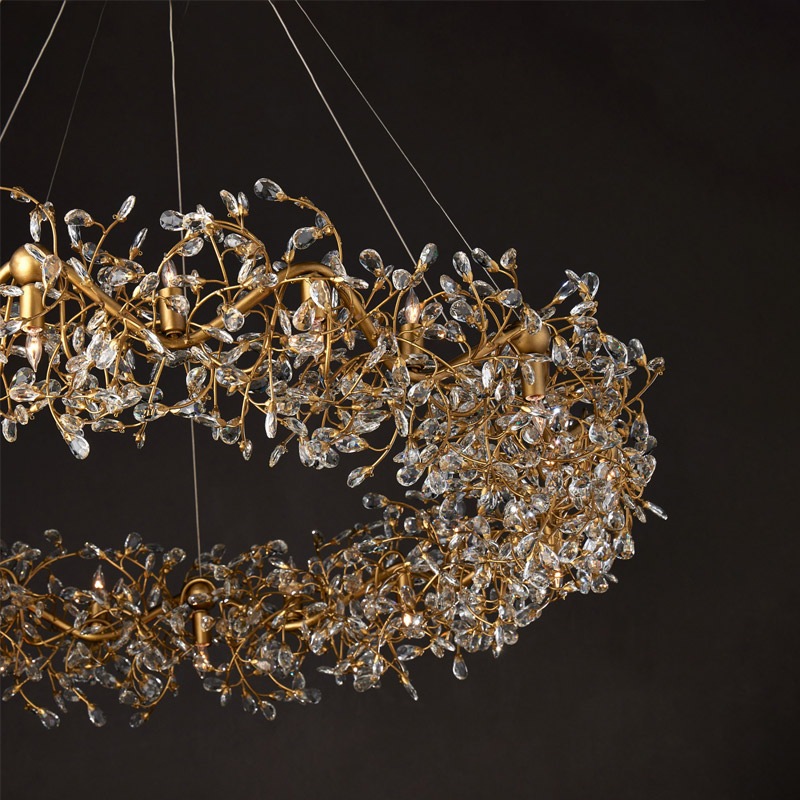 【CURREY】アメリカ・クリスタルリングシャンデリア 24灯「Crystal Bud」ゴールド(φ1460×H317mm)
