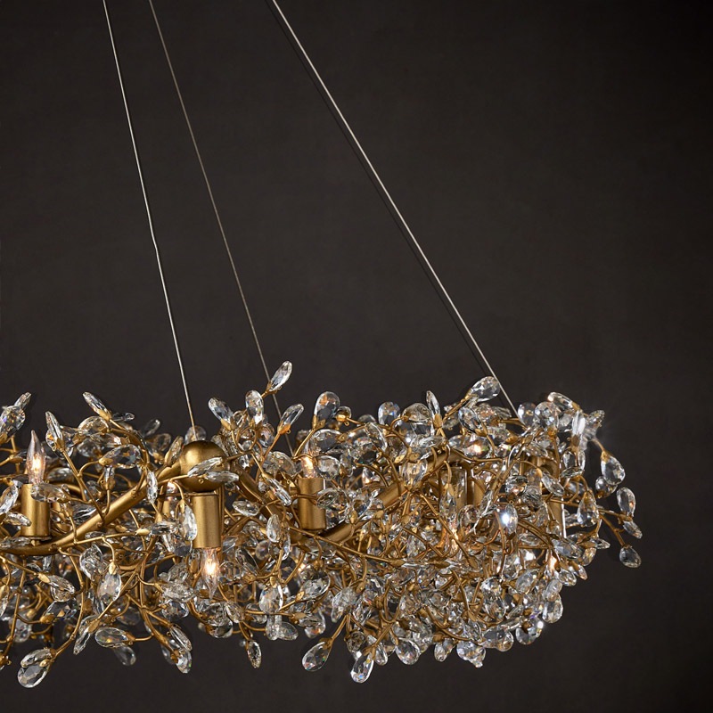 【CURREY】アメリカ・クリスタルリングシャンデリア 24灯「Crystal Bud」ゴールド(φ1460×H317mm)