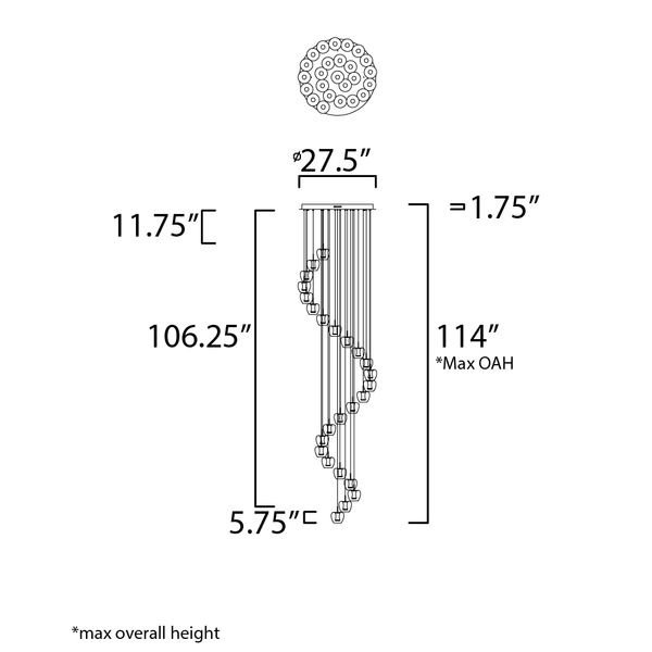 【ET2】アメリカ・シーリングペンダントライト「NEWTON」25灯(W700×L700×H150-3250mm)