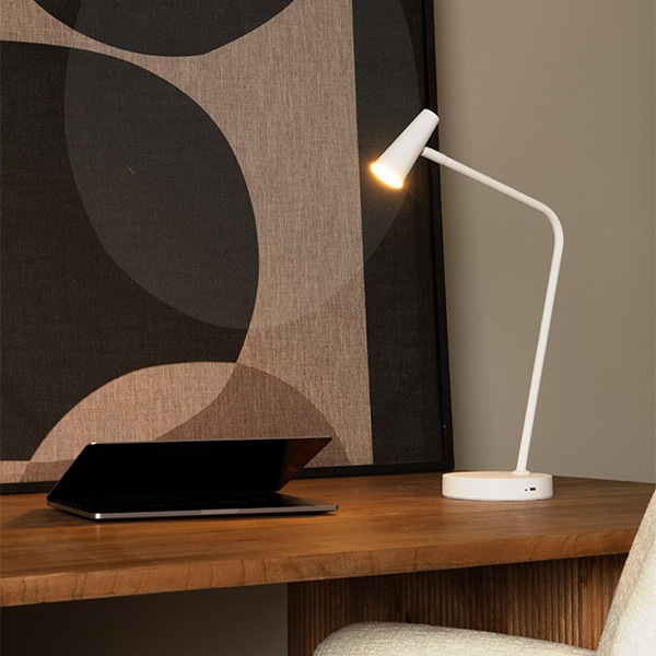 【LUCIDE】ベルギー デザイン照明 充電式テーブルライト「STIRLING」White（W305×H475mm）