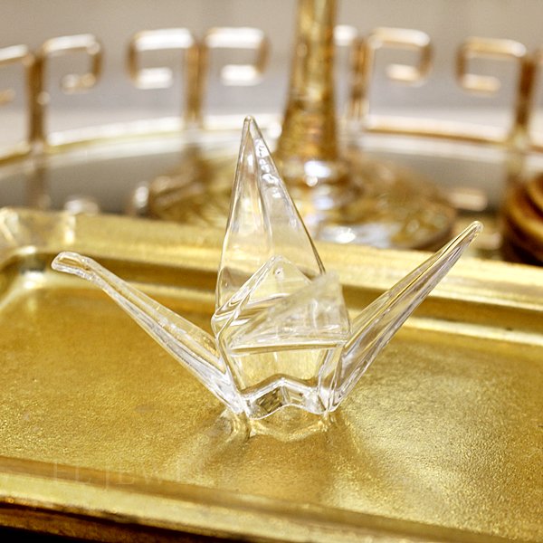 在庫有！】ガラスオブジェ 「折り鶴」（約W9.7×D8.2×H5.8cm