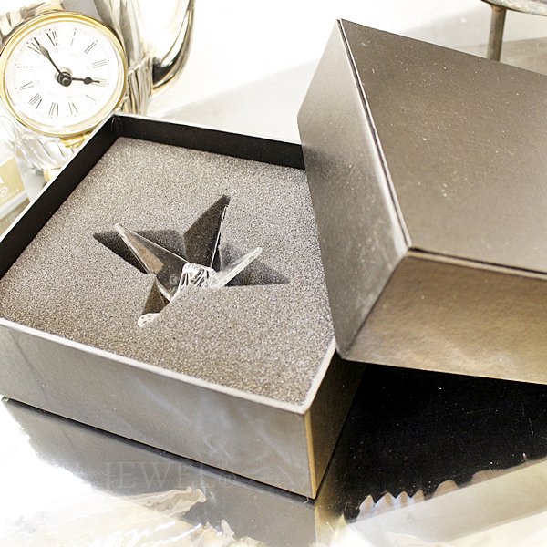 【在庫有！】ガラスオブジェ 「折り鶴」（約W9.7×D8.2×H5.8cm）