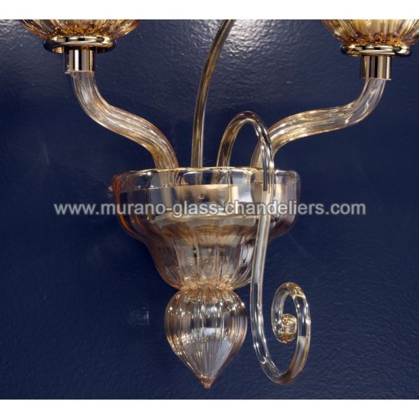 【MURANO GLASS CHANDELIERS】イタリア・ヴェネチアンガラスウォールライト2灯「BASSANIO」（W400×D220×H380mm）