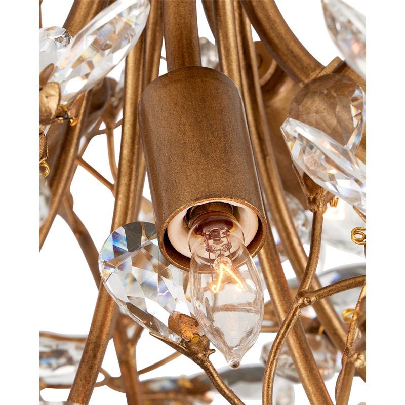 【CURREY】アメリカ・クリスタルシーリングシャンデリア 5灯「Crystal Bud」ゴールド（φ609×H342mm）