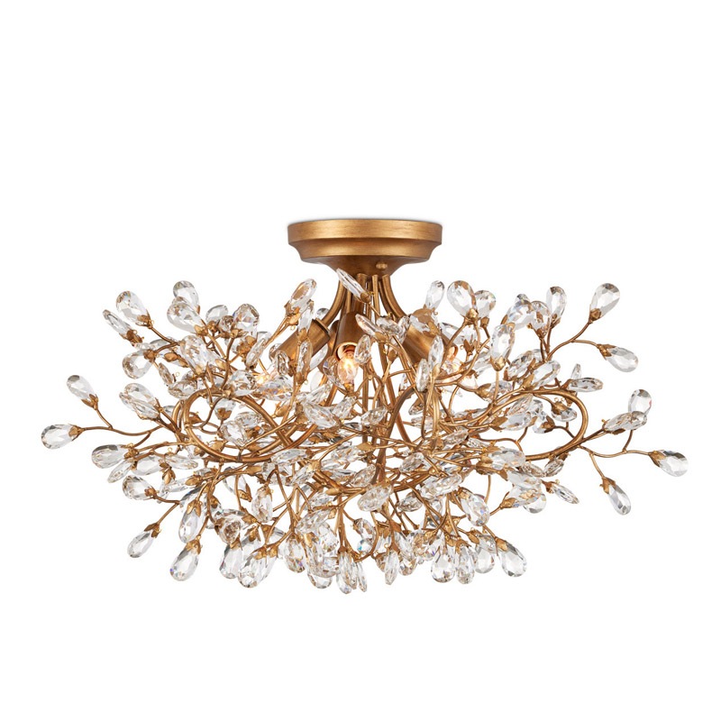 【CURREY】アメリカ・クリスタルシーリングシャンデリア 5灯「Crystal Bud」ゴールド（φ609×H342mm）
