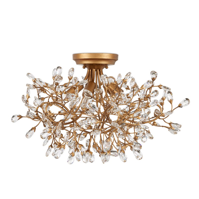 【CURREY】アメリカ・クリスタルシーリングシャンデリア 5灯「Crystal Bud」ゴールド（φ609×H342mm）