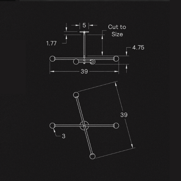 【ALLIED MAKER】 アメリカ・インテリア照明「Brass X4」ペンダントライト 4灯 カスタムカラー (W991×D991×H121mm)