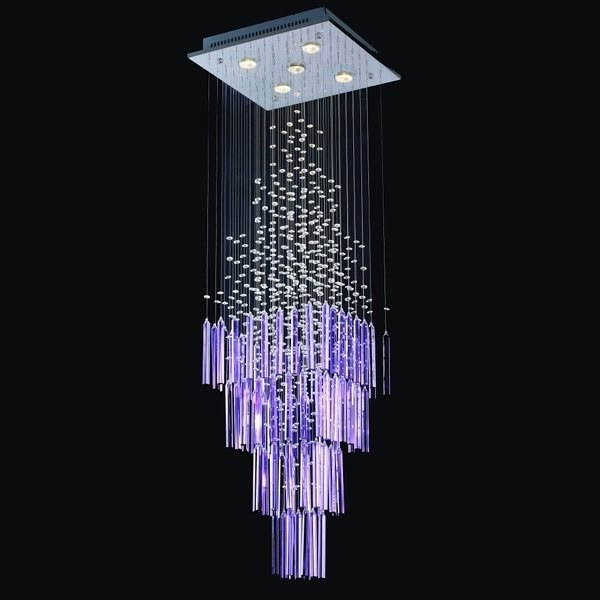 【LA LUCE】ワイヤーアート・クリスタルシーリングシャンデリア 5灯 クローム クリア/クリア・ピンク (W300~1000×H1200~2000mm)