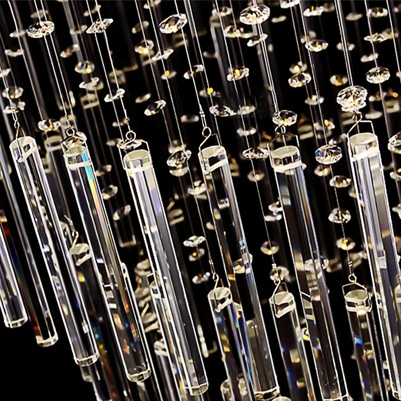 【LA LUCE】ワイヤーアート・クリスタルシーリングシャンデリア 5灯 クローム クリア/クリア・ピンク (W300~1000×H1200~2000mm)