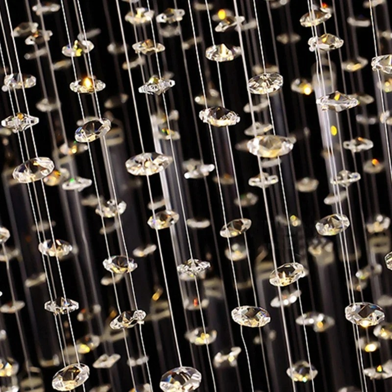 【LA LUCE】ワイヤーアート・クリスタルシーリングシャンデリア 5灯 クローム クリア/クリア・ピンク (W300~1000×H1200~2000mm)