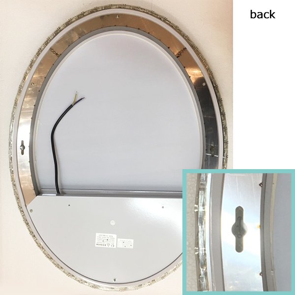 【1台在庫有!】調光可能!キラキラクリスタル♪LEDライト付き女優ミラー♪壁掛け・Mサイズ(W49.5×H64cm)