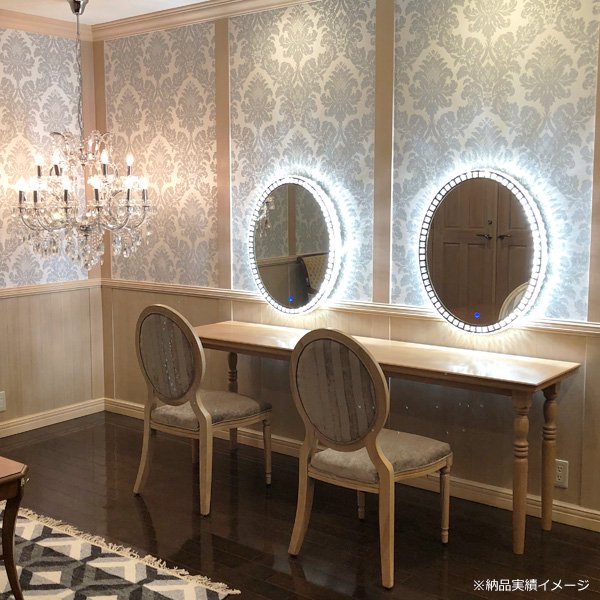 【1台在庫有!】調光可能!キラキラクリスタル♪LEDライト付き女優ミラー♪壁掛け・Mサイズ(W49.5×H64cm)