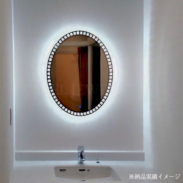 【1台在庫有!】調光可能!キラキラクリスタル♪LEDライト付き女優ミラー♪壁掛け・Mサイズ(W49.5×H64cm)