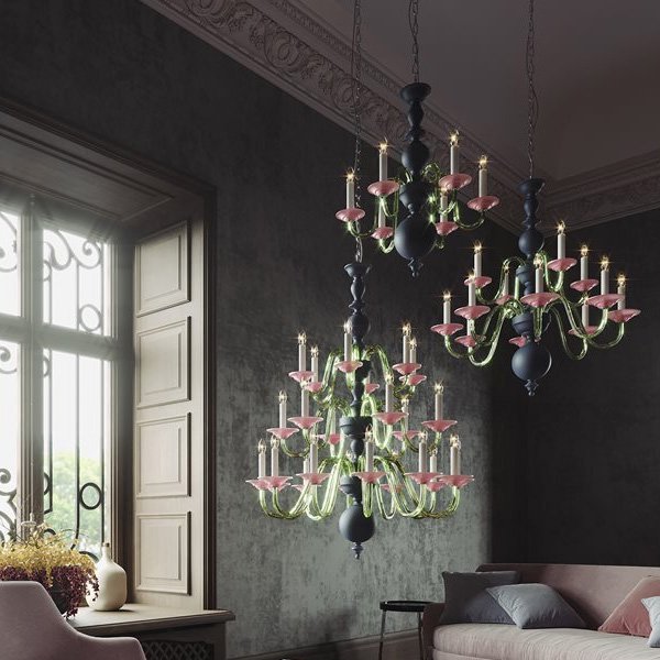 【Preciosa】「Eugene L-CONTEMPORARY COLOUR」シャンデリア24灯(W990×H1310mm)