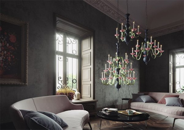 【Preciosa】「Eugene L-CONTEMPORARY COLOUR」シャンデリア24灯(W990×H1310mm)