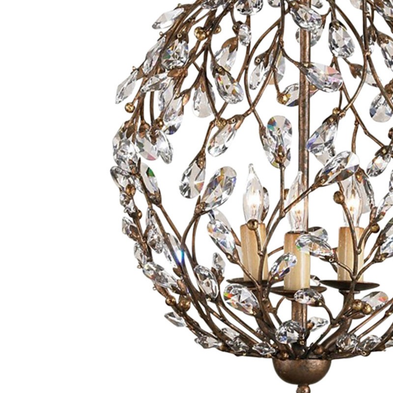 【CURREY】アメリカ・クリスタルシャンデリア 3灯「Crystal Bud」ゴールド（φ330×H457mm）