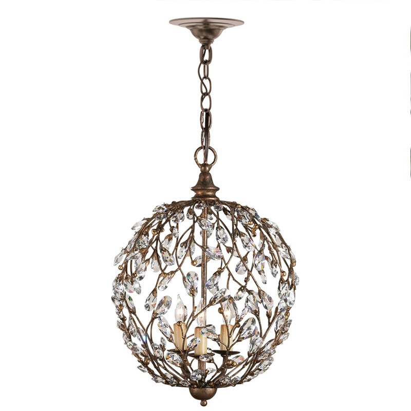 【CURREY】アメリカ・クリスタルシャンデリア 3灯「Crystal Bud」ゴールド（φ330×H457mm）