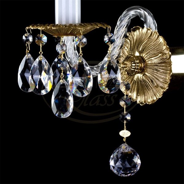 【ART GLASS】真鍮製クリスタルブラケット 1灯「CHLOE」(W110×H260mm)