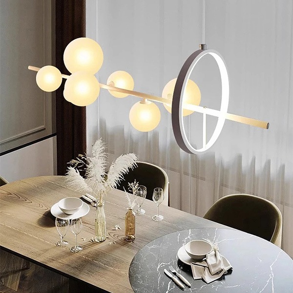 デザイン照明　ガラスボールシェードペンダントライト　ホワイト（W900／1200mm）