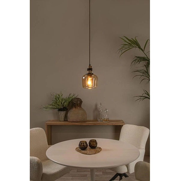 【LUCIDE】ベルギー ペンダントライト「ILONA」Orange 1灯（φ180×H1610mm）