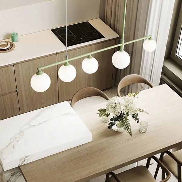 デザイン照明　モダンペンダントライト　4／5灯 ゴールド／ホワイト／ブラック／グリーン（W1200mm）