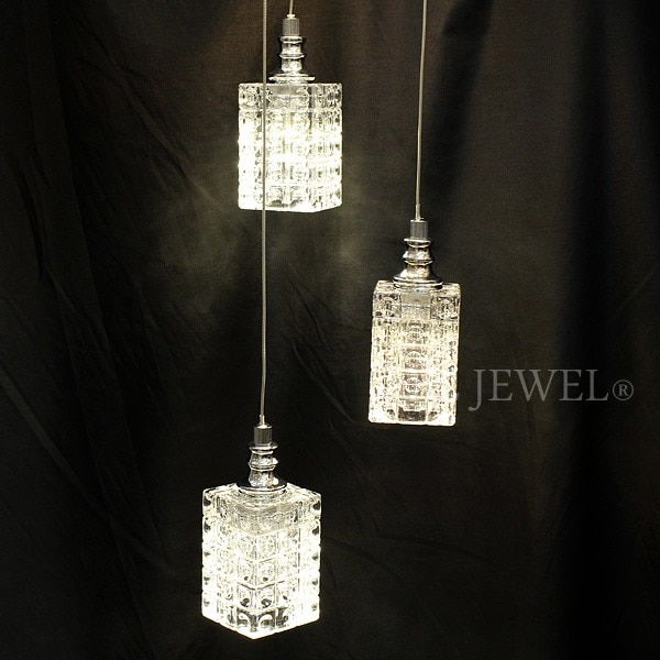 【LA LUCE】デザイン照明 クリスタルペンダントライト 6灯 クローム(φ220×H700mm)