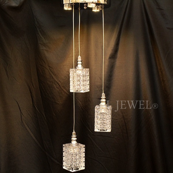 【LA LUCE】デザイン照明 クリスタルペンダントライト 6灯 クローム(φ220×H700mm)