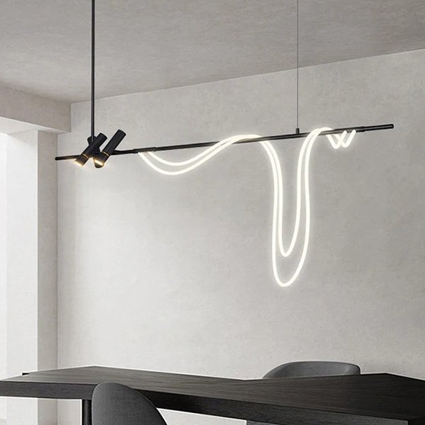 【XIWEIER】インテリア照明 LED ロープデザイン照明 ブラック（W1500～W2000mm）