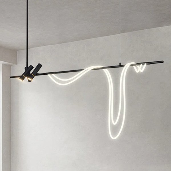 【XIWEIER】インテリア照明 LED ロープデザイン照明 ブラック（W1500～W2000mm）