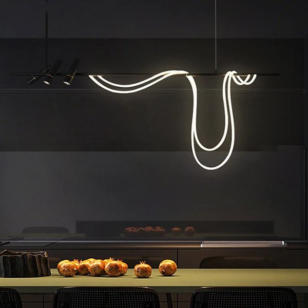 【XIWEIER】インテリア照明 LED ロープデザイン照明 ブラック（W1500～W2000mm）