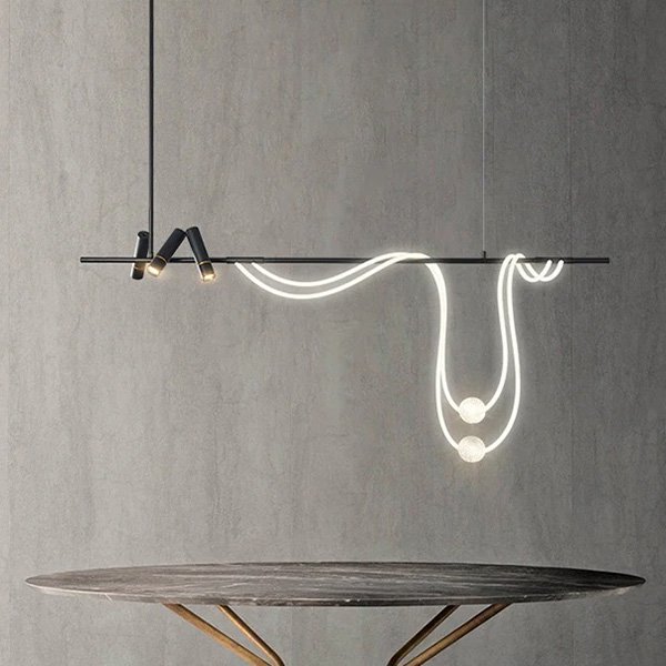 【XIWEIER】インテリア照明 LED ロープデザイン照明 ブラック（W1500～W2000mm）