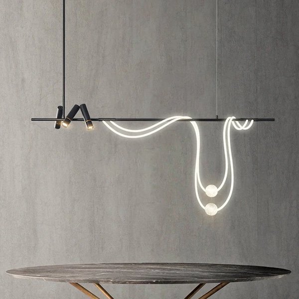 【XIWEIER】インテリア照明 LED ロープデザイン照明 ブラック（W1500～W2000mm）