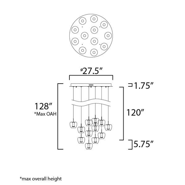 【ET2】アメリカ・シーリングペンダントライト「NEWTON」12灯（W700×L700×H150-3250mm）