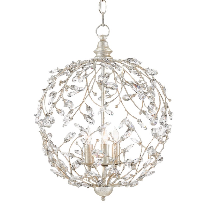 【CURREY】アメリカ・クリスタルシャンデリア 3灯「Crystal Bud」シルバー(φ330×H457mm)