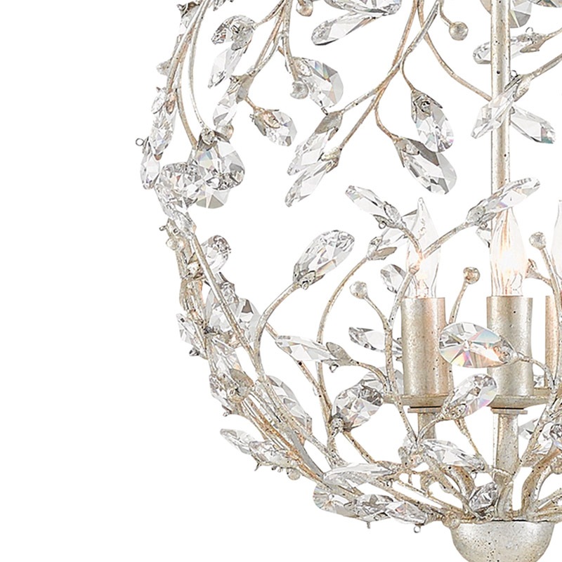 【CURREY】アメリカ・クリスタルシャンデリア 3灯「Crystal Bud」シルバー(φ330×H457mm)