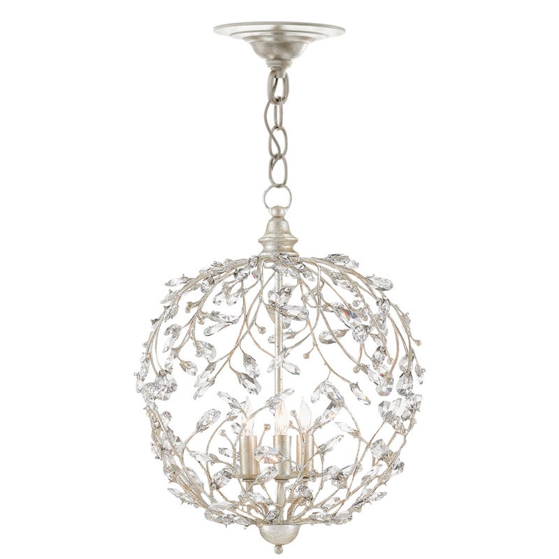 【CURREY】アメリカ・クリスタルシャンデリア 3灯「Crystal Bud」シルバー(φ330×H457mm)