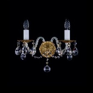 【ART GLASS】真鍮製クリスタルブラケット 2灯「CHLOE」(W360×H260mm)