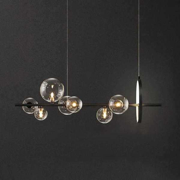 デザイン照明 ガラスボールシェードペンダントライト ブラック(W900/1200mm)