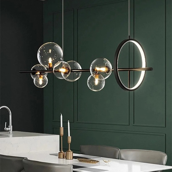 デザイン照明 ガラスボールシェードペンダントライト ブラック(W900/1200mm)