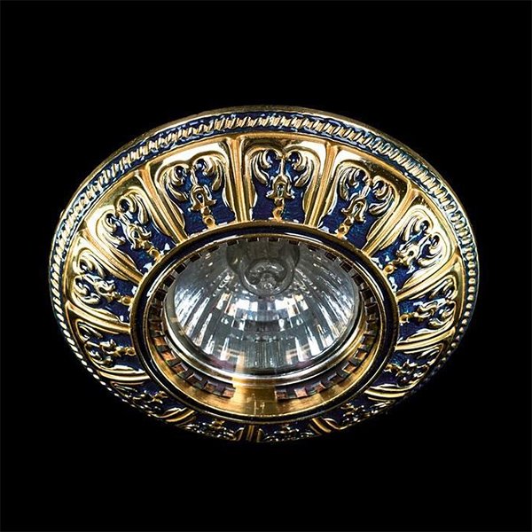 【1台在庫有！ゴールドのみ】【ART GLASS】デザインダウンライト 1灯 ブルー (W100×H20mm)*