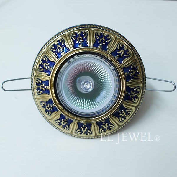 【1台在庫有！ゴールドのみ】【ART GLASS】デザインダウンライト 1灯 ブルー (W100×H20mm)*