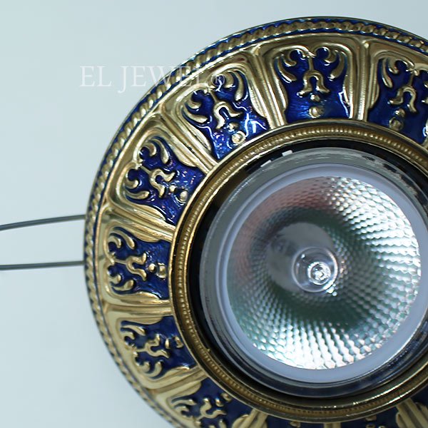 【1台在庫有！ゴールドのみ】【ART GLASS】デザインダウンライト 1灯 ブルー (W100×H20mm)*
