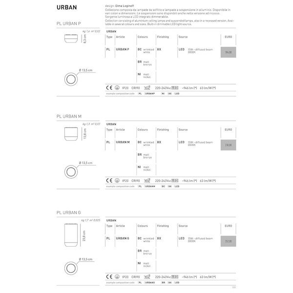 【Axolight】 イタリア・インテリア照明「Urban PL P」Bronze Matt (Φ135×H83mm)