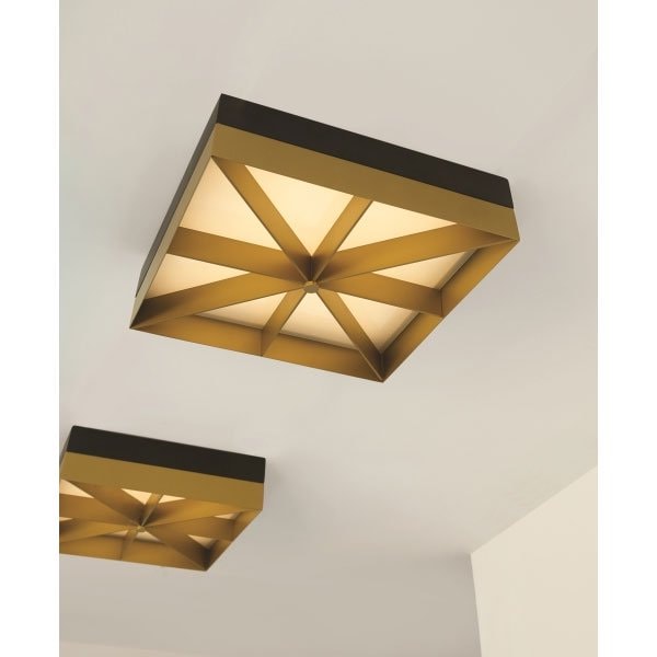 【TECH LIGHTING】アメリカ・スクエア型シーリングライト「LOOM」1灯Black/Gold(W360×L360×H90mm)