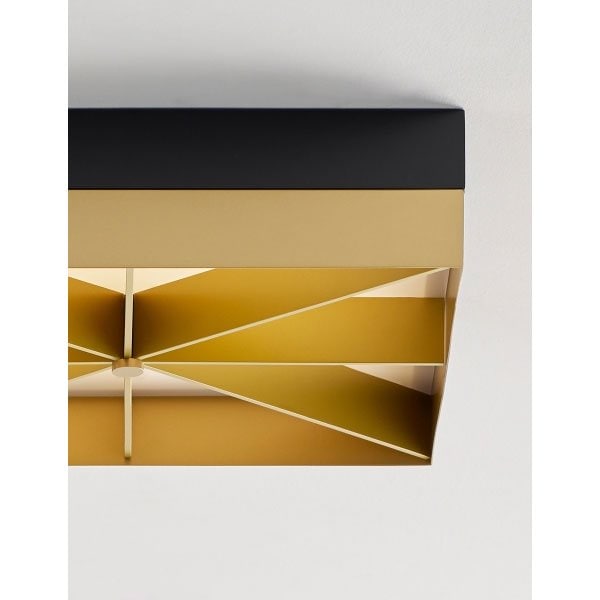 【TECH LIGHTING】アメリカ・スクエア型シーリングライト「LOOM」1灯Black/Gold(W360×L360×H90mm)