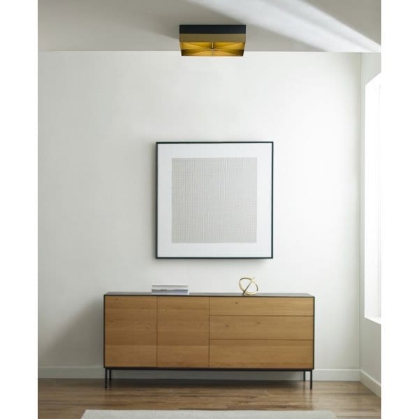 【TECH LIGHTING】アメリカ・スクエア型シーリングライト「LOOM」1灯Black/Gold(W360×L360×H90mm)